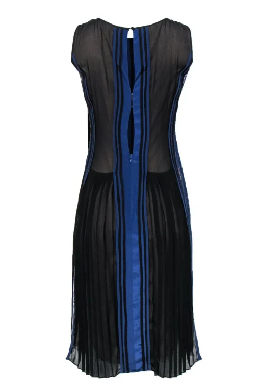 BCBG Max Azria - Blue & Black Lace Trimmed Stripe Tank Dress Sz XXS