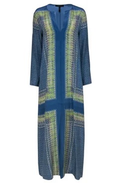 BCBG Max Azria - Blue & Green Printed Silk Maxi Dress Sz M
