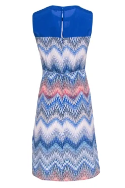 BCBG Max Azria - Blue & White Zig-Zag Print Sleeveless Dress Sz 4