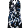 BCBG Max Azria - Blue, Black & White Printed Halter Dress Sz XXS