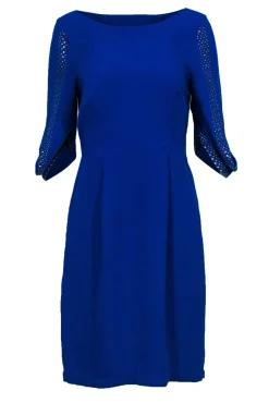 BCBG Max Azria - Blue Long Sleeve Open Back Studded Dress Sz M