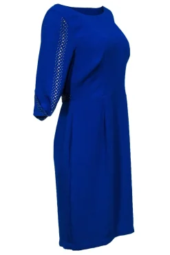BCBG Max Azria - Blue Long Sleeve Open Back Studded Dress Sz M