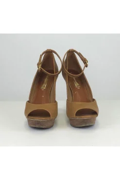 BCBG Max Azria - Brown Ankle Strap Peep-Toe Pumps Sz 8