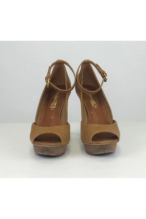 BCBG Max Azria - Brown Ankle Strap Peep-Toe Pumps Sz 8