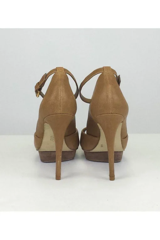 BCBG Max Azria - Brown Ankle Strap Peep-Toe Pumps Sz 8