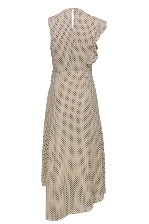 BCBG Max Azria - Cream & Navy Floral Polka Dot Ruffle Faux Wrap Dress Sz XXS