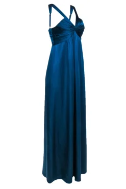 BCBG Max Azria - Dark Teal Sleeveless Satin Formal Dress Sz 6