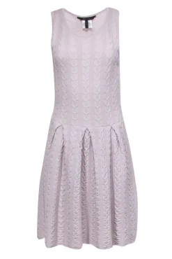 BCBG Max Azria - Grey Wool Cable Knit Fit and Flare Dress Sz M