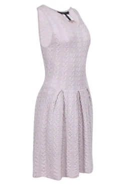 BCBG Max Azria - Grey Wool Cable Knit Fit and Flare Dress Sz M