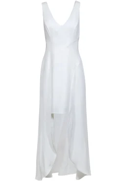 BCBG Max Azria - Ivory Sleeveless High Low Maxi Dress Sz 2