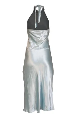 BCBG Max Azria - Light Blue Silk Halter Neck Dress Sz 8