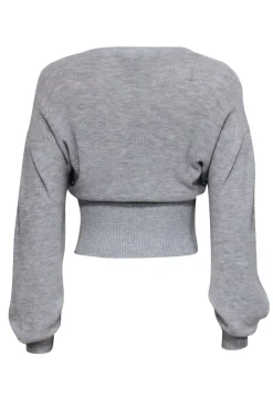 BCBG Max Azria - Light Heather Grey Lace-Up Sweater Sz S