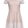 BCBG Max Azria - Nude & White Open Mesh Fit & Flare Dress Sz S