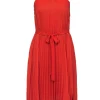 BCBG Max Azria - Orange Pleated Sleeveless Belted Racerback Midi Dress Sz 0