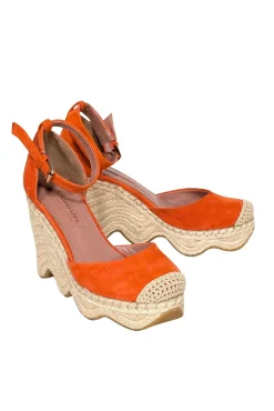 BCBG Max Azria - Orange Suede Espadrille Wedges Sz 7