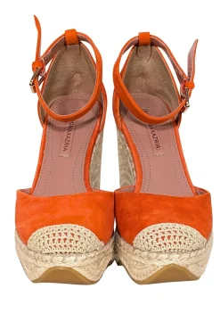 BCBG Max Azria - Orange Suede Espadrille Wedges Sz 7