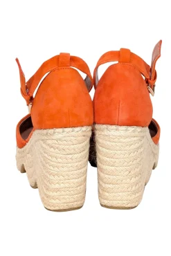 BCBG Max Azria - Orange Suede Espadrille Wedges Sz 7