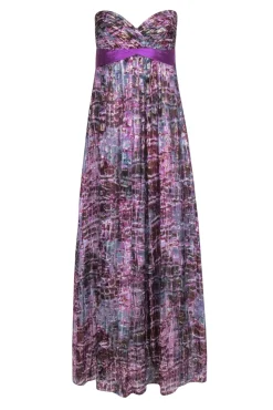 BCBG Max Azria -  Purple & Blue Metallic Print Sleeveless Formal Dress Sz 6