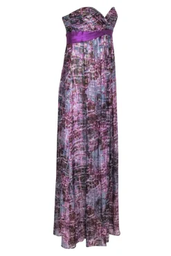BCBG Max Azria -  Purple & Blue Metallic Print Sleeveless Formal Dress Sz 6