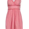 BCBG Max Azria - Red & White Stripe Sleeveless Smocked Back Dress Sz 4