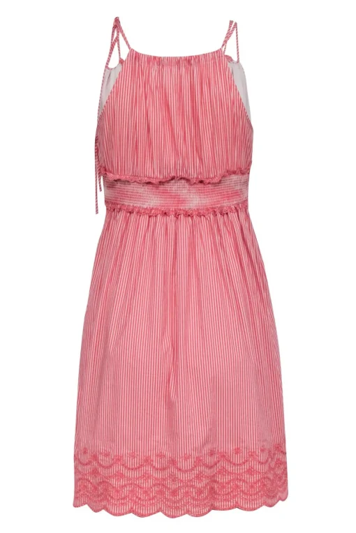 BCBG Max Azria - Red & White Stripe Sleeveless Smocked Back Dress Sz 4