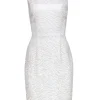 BCBG Max Azria - White Embroidered Zebra Print Mesh Sleeveless Dress Sz 10