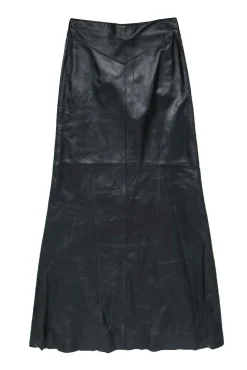 Bebe - Black Smooth Leather Maxi Skirt Sz 0