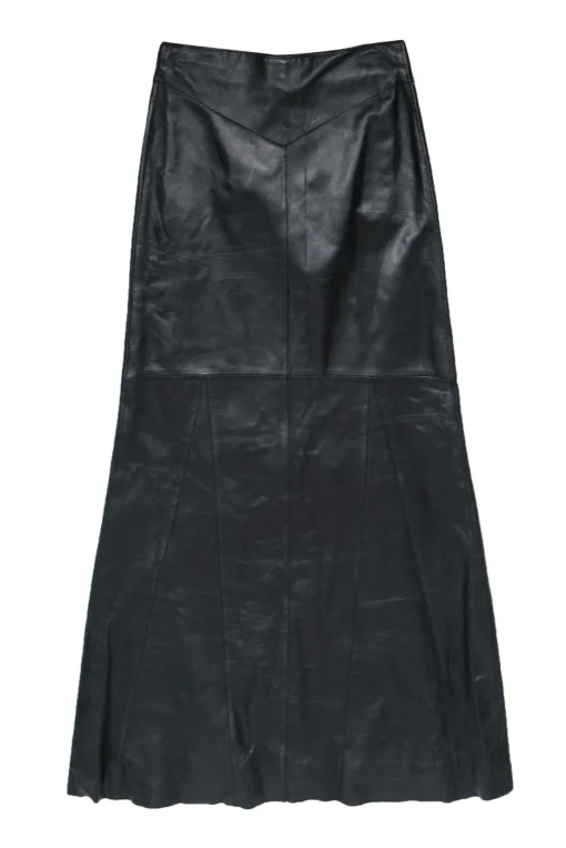 Bebe - Black Smooth Leather Maxi Skirt Sz 0