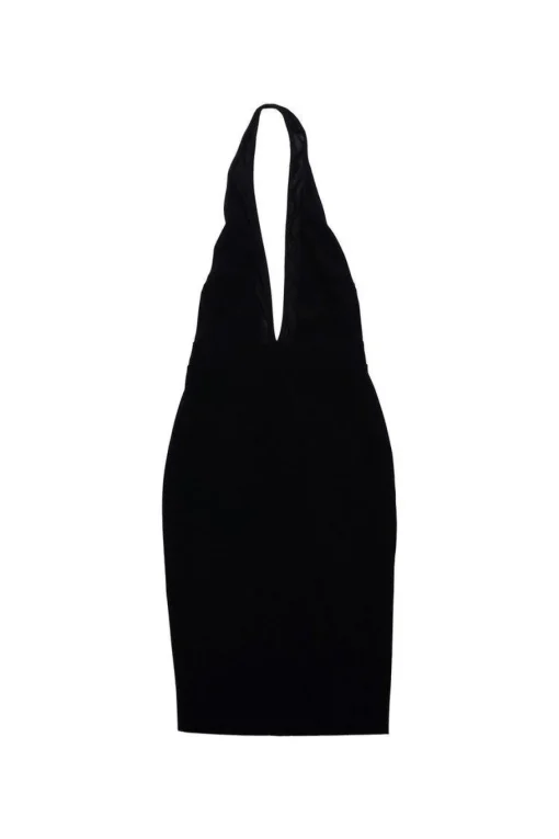 Bec & Bridge - Black Plunge Neck Mesh Halter Dress Sz 4