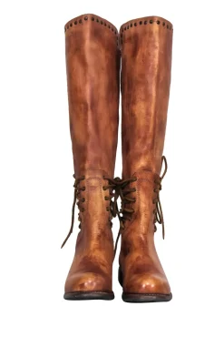 Bed Stu - Cognac Tall Leather Lace-Up Boots Sz 8.5