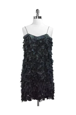Behnaz Sarafpour - Green/Blue Tulle Detail Silk Dress Sz 4