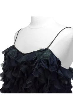Behnaz Sarafpour - Green/Blue Tulle Detail Silk Dress Sz 4
