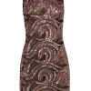 Belle Badgley Mischka - Rose Gold Sequin Dress w/ Black Mesh Sz 2