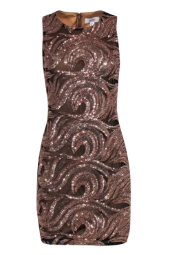 Belle Badgley Mischka - Rose Gold Sequin Dress w/ Black Mesh Sz 2