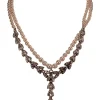 Ben Amun - Double Layer Pearl Necklace w/ Silver Jeweled Detail