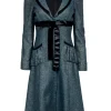 Betsey Johnson - Green Lurex Coat w/ Velvet Trimming Sz 6
