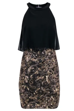 Betsy & Adam - Black & Gold Sequin Skirt Dress Sz 6