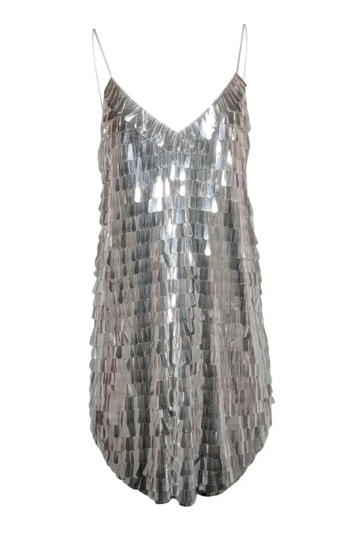 BHLDN - White Sleeveless Iridescent Sequin Sleeveless Dress Sz 14