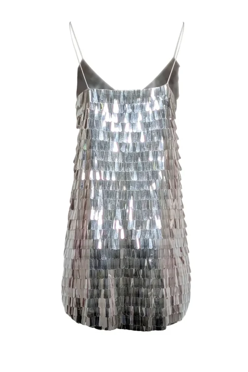 BHLDN - White Sleeveless Iridescent Sequin Sleeveless Dress Sz 14