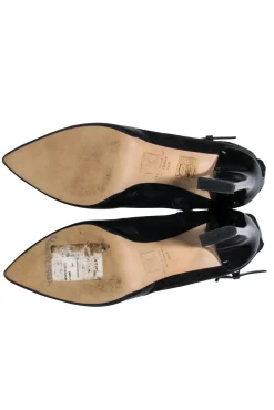 Birdie - Black Flat Mule Shoes w/ Feather Trim Sz 6