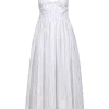 Birgitte Herskind - White w/ Tan Stripes Cotton Blend Maxi Dress Sz 2