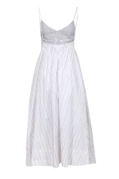 Birgitte Herskind - White w/ Tan Stripes Cotton Blend Maxi Dress Sz 2