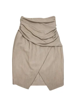 Black Halo - Beige Ruched Pencil Skirt Sz XS