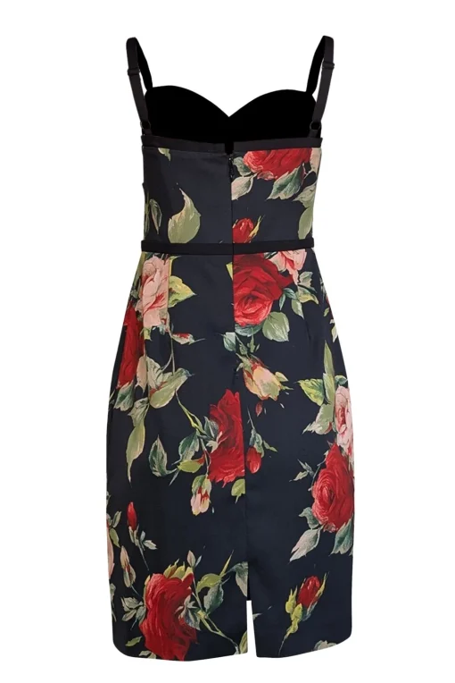 Black Halo - Black & Red Rose Print Sleeveless Sheath Dress Sz 12P