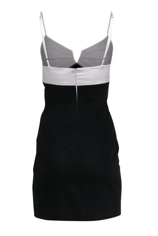 Black Halo - Black & White Strappy Bodycon w/ Front Pleats Sz 2