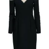 Black Halo - Black Midi Dress w/ Cream Colorblock Sz 8