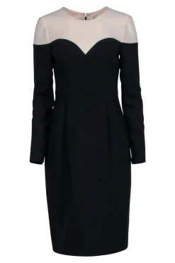 Black Halo - Black Midi Dress w/ Cream Colorblock Sz 8