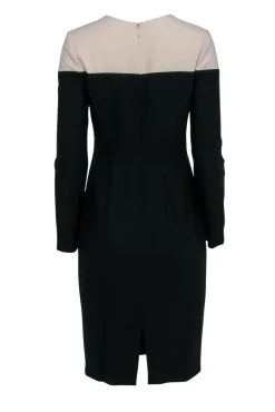 Black Halo - Black Midi Dress w/ Cream Colorblock Sz 8