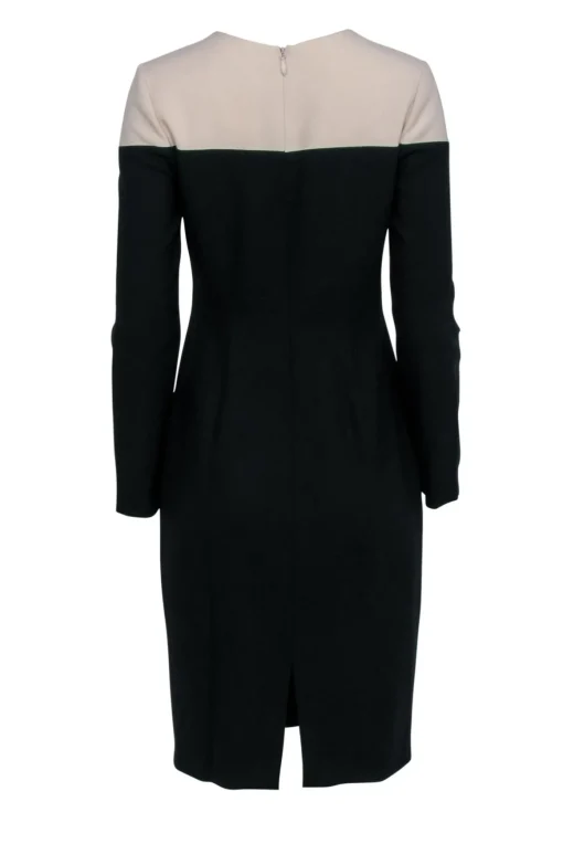 Black Halo - Black Midi Dress w/ Cream Colorblock Sz 8