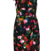 Black Halo - Black Painted Abstract Floral Draped Sheath Dress Sz 12
